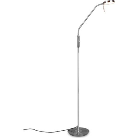 MONZA PIANTANA LED 12W 1400lm, 2300+3000+4000K CON 2 SNODI FLESSIBILI ACCIAIO E CROMO DIMMERABILE H.145CM (1/5)
