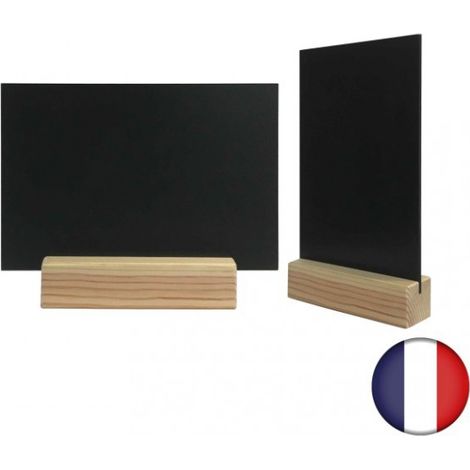 Porte menu de table en bois brut dimensions 15 x 3,6 x 3,6 cm avec ardoise A5 - Lot de 2 (1/5)