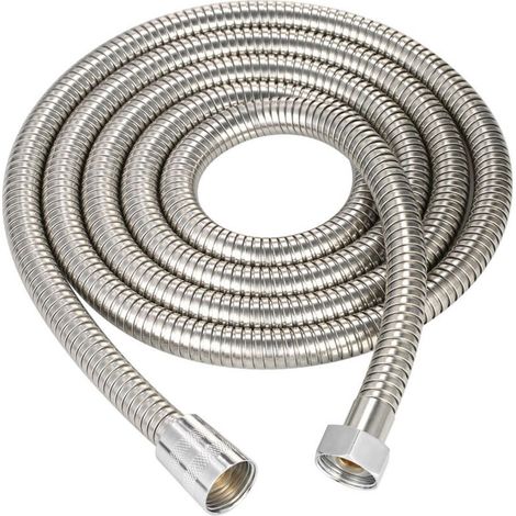1 flexible de douche, 200 cm, acier inoxydable chromé, raccord laiton 1/2 pouce, étanche, débit réglable 5-15 L/min (1/5)
