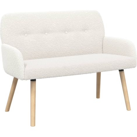 2 Seater Sofa with Solid Wood Legs Cream Bouclé vidaXL (1/5)