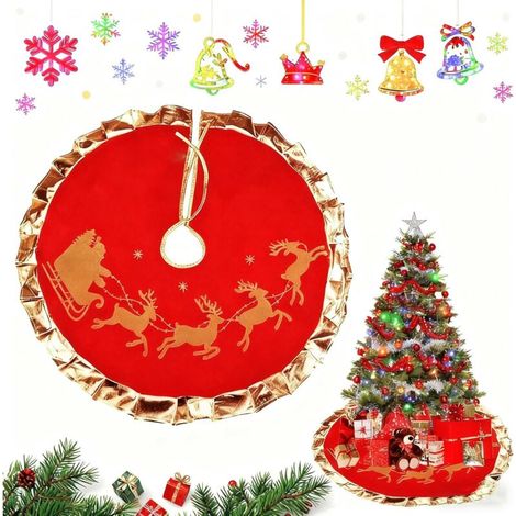 Couverture ronde pour sapin de Noël 90 cm - Coffret Noel, Décoration de maison de vacances, Décoration de Noël (1/5)