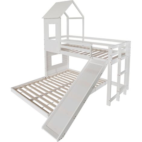 Etagenbett mit Rutsche aus Kiefer und weißem MDF 90x200 cm und 140x200 cm (1/5)
