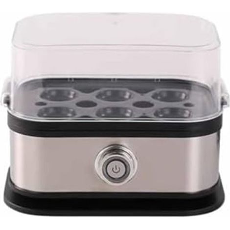 Cuiseur à œufs 6 en 1 en acier inoxydable - Cuiseur à œufs en plastique - Plateau amovible pour ébullition et pochage - Pour faire bouillir, briser, brouiller et cuire à la vapeur (réglementation (1/5)