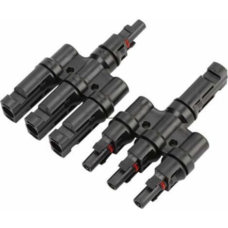MC4 photovoltaic connector, solar panel assembly, professional solar panel cable connector, 3-prong T-type solar connector MFFF/FMMM for solar panel system (1/4)