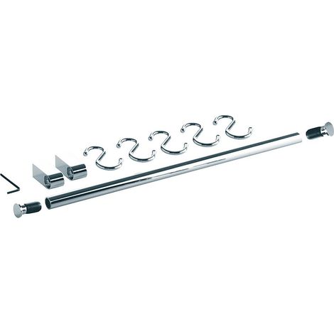 Reling-Set Chrom ca. 90cm mit 5 Haken, Endkappen und Befestigung