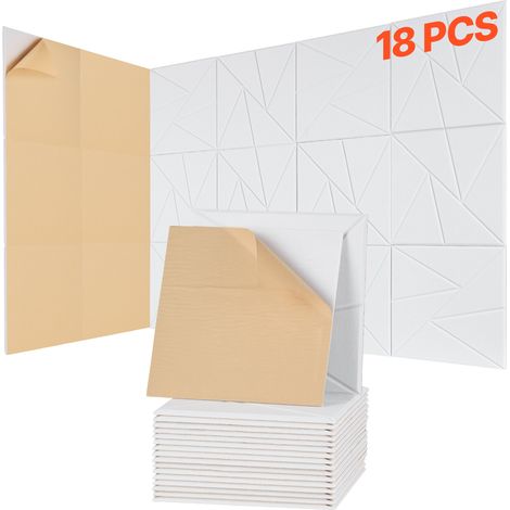 VEVOR Panneau Acoustique, Lot de 18, Mousse Acoustique Mural Autocollant 30x30x1 cm Panneaux Insonorisants en Fibre de Polyester Haute Densite, Isolation Phonique pour Maison, Studio, Bureau, Blanc