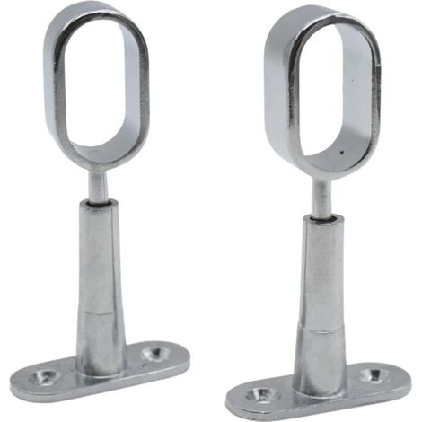 Barcelona  Support Tringle Penderie 2 Support pour Barre Penderie Ovale  Hauteur 41 à 105mm  Zinc-Aluminium  Support Central de Tube pour Armoire Penderie Vetement, Tringle Rideau Plafon