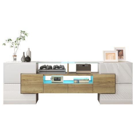Meuble TV/meuble bas élégant. Éclairage LED, mobilier de salon. Design moderne. Plateau en verre élégant. (1/5)