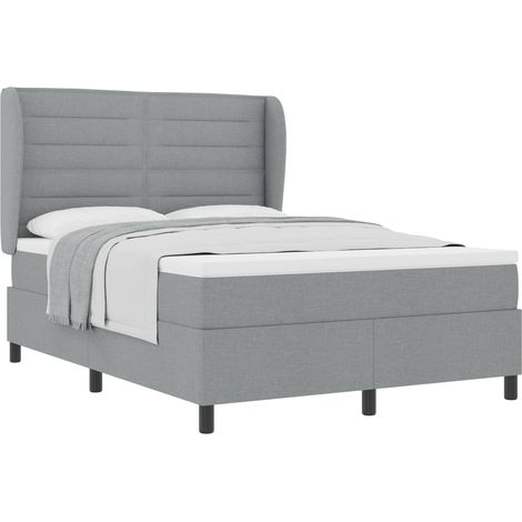Maison Exclusive - Letto a molle con materasso Grigio chiaro 140 x 190 cm Tessuto