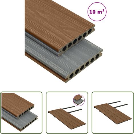 Panneau de terrasse - Panneaux de terrasse et accessoires WPC Marron/gris 10 m² 4 m (1/5)