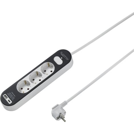 Sygonix SY-4755366 Steckdosenleiste mit Schalter Weiß, Grau Schutzkontakt 1 St. (1/5)
