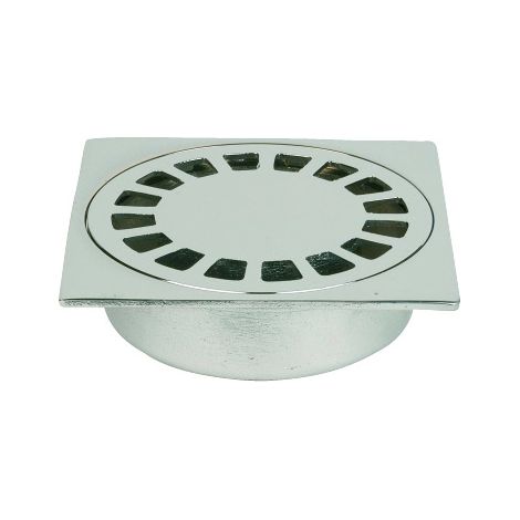 Siphon de sol laiton Solusec 100x100 mm - sortie verticale Ø32
