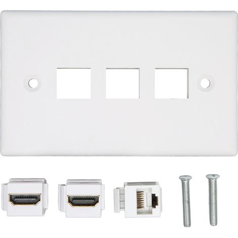 Plaque Murale 2 Ports HDMI 4K avec Ethernet et Support Cat6 Keystone sans Soudure pour TV Projecteur (1/5)