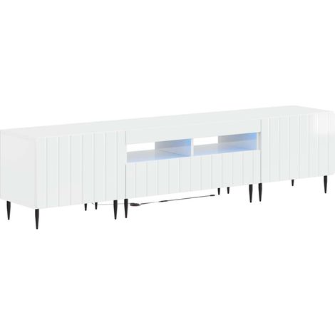 5 Piece LED TV Cabinet High Gloss White Engineered Wood vidaXL (1/5)