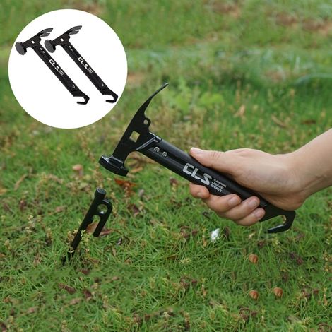 2pcs Mini marteau de tente multifonction d'extérieur, marteau de tente de camping avec arrache-clou de tente, 21 x 10,8 cm (1/5)