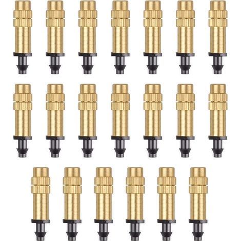 20 verstellbare Sprühdüsen, Messing-Bewässerungssprinkler, Zerstäubungsdüsen für Tropfbewässerung, Messingdüsen für Gewächshaus-/Garten-/Rasenbewässerung (1/5)