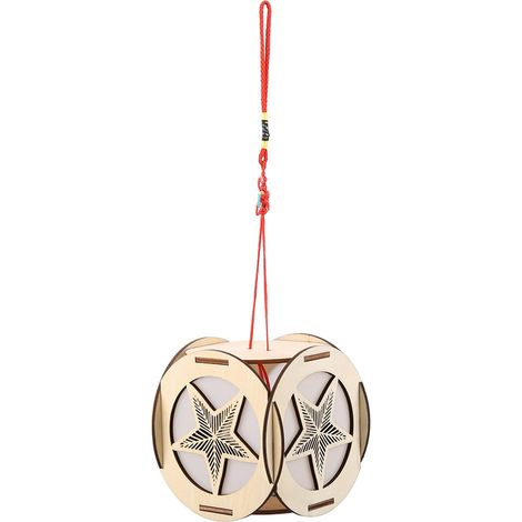 Lampe lanterne veilleuse en bois délicat sculpté ajouré avec nœud chinois, décoration cadeau