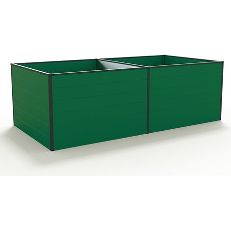 GFP Carré potager surélevé pour herbes et légumes Aluminium DANIELA - 235 x 119 x 77 cm - VERT - indéformable et résistant aux intempéries avec profilés creux aluminium - Made in Autriche (1/3)