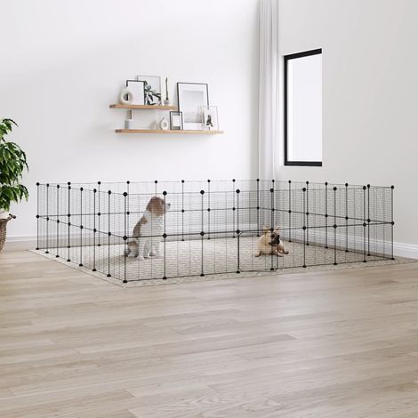 Cage animaux de compagnie à 60 panneaux et porte Cage pour chien Parc pour animaux Noir 35x35 cm MCYMH225722 (1/4)