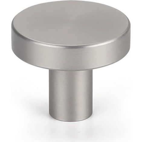 Bouton De Meuble - Acier Inoxydable Brossé - Diamètre 30 mm - Saillie 27 mm - Pour Armoire Et Tiroir - Lot De 4 (1/5)