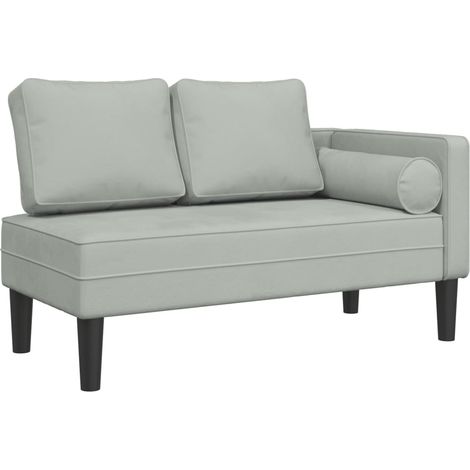 Méridienne chaise longue canapé pour intérieur avec coussins en velours gris clair DEC026075