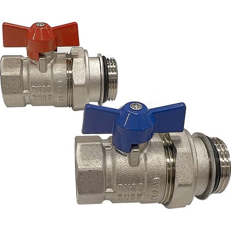 Kit vannes à sphère avec raccord mâle femelle 1'' (26/34) pour collecteur inox - Blansol