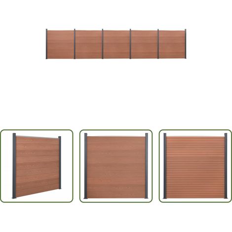 vidaXL WPC -  Zaunelement-Set Braun 872x186 cm WPC
