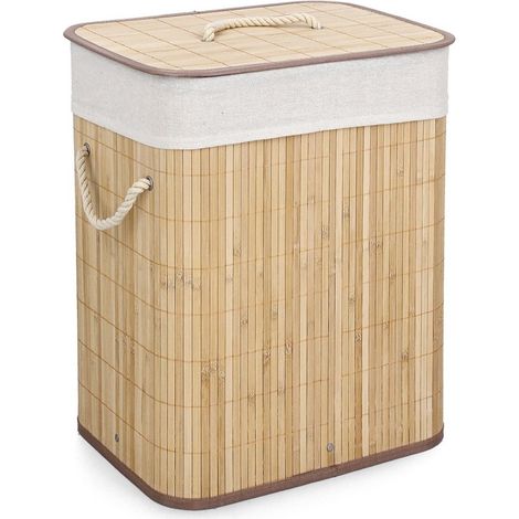 Cesto porta biancheria rettangolare in bambù fodera 40x30x50 Ananda