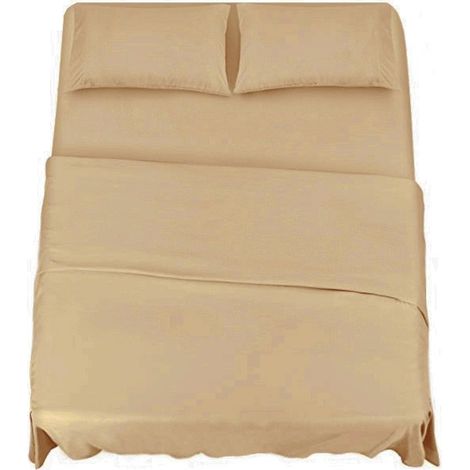 KLULK Set Lenzuola Completo Letto Matrimoniale Sabbia, Lenzuolo Sotto Con Angoli + Lenzuolo Sopra + 2 Federe (1/5)