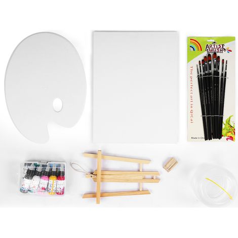 Lot de 10 teintes de peinture acrylique avec support cadre, kit de stylos et accessoires pour dessin artistique. (1/5)