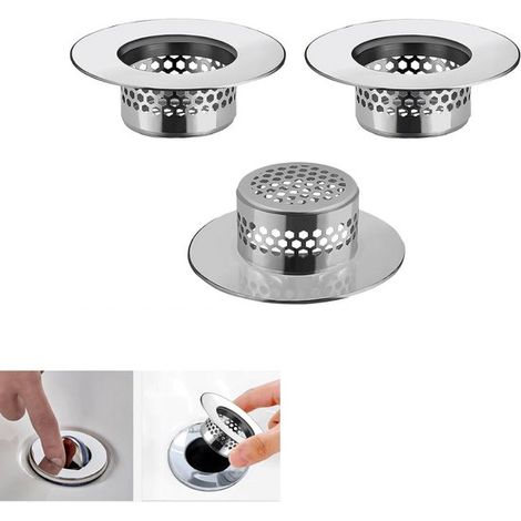 Filtro per scarico lavabo bagno, filtro per scarico, scarico a pavimento cucina, accessori per lavabo, scarico a pavimento doccia, per fori da 3,2 a 3,3 cm, 3 pezzi (1/5)