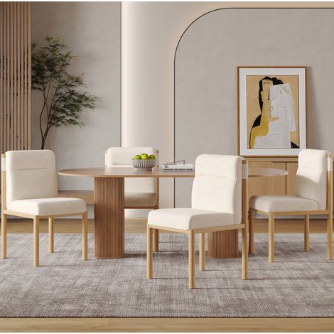 Set 4 sedie da pranzo in sherpa beige OKMYHOME (1/5)