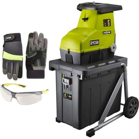 Ryobi – Broyeur de végétaux électrique 3000W – Diamètre de coupe 45 mm – Bac de ramassage 55 L – Moteur silencieux et puissant (1/5)