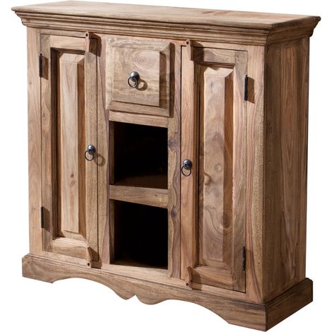 credenza in legno di Sheesham / palissandro 87x32x85 grigio scuro oliato LEEDS 45