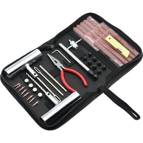Kit di riparazione pneumatici per auto da 46 pezzi - cassetta degli attrezzi di emergenza per la riparazione di pneumatici per veicoli - kit di riparazione pneumatici tubeless - tipo universale - Per  (1/5)