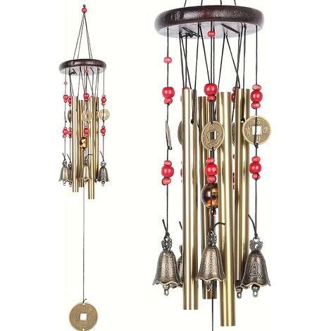 Carillons éoliens vintage en métal, bois, alliage et cuivre, adaptés à une utilisation extérieure dans les cours et les jardins. (1/5)