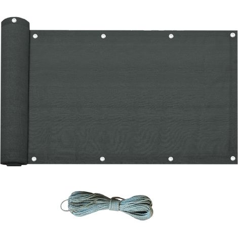 Mobili Rebecca – Écran brise-vue de balcon HDPE gris anthracite 0.75x6 m – Densité 180 gr/m² – 85/95% d'occultation – Œillets en acier inoxydable (1/5)