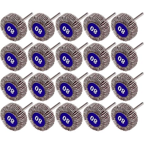 Lot de 20 roues à lamelles abrasives (grain 80) pour outils rotatifs Dremel (1/5)