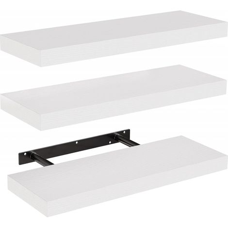 BEBUSINGOTO MUEBLES Estantes flotantes de pared para baño, sala de estar, dormitorio y cocina. Estantes blancos con soportes invisibles. Juego de 3. (1/5)