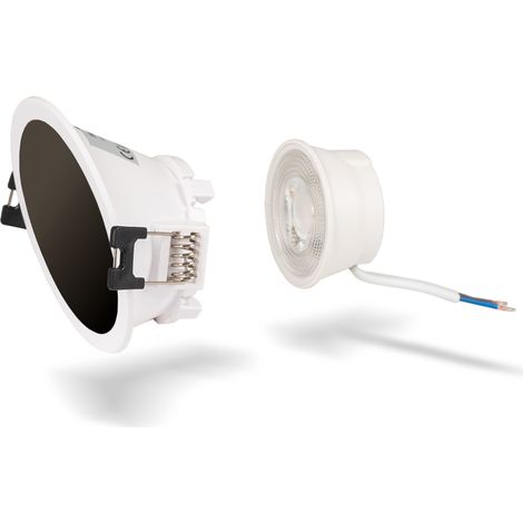 KIT Aro Downlight Redondo Asimétrico Ø85mm + Módulo LED MR16 5W - Blanco Neutro - Blanco Cálido - Blanco - Negro