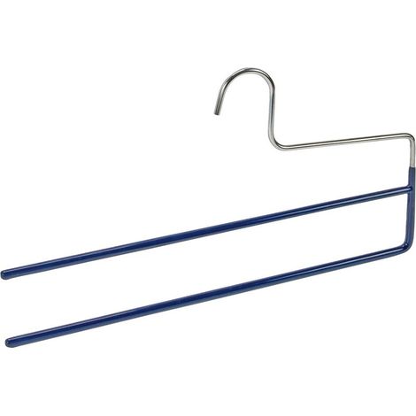 Cintre pantalon baggy double barre 35cm métal plastique antidérapant bleu foncé (1/2)