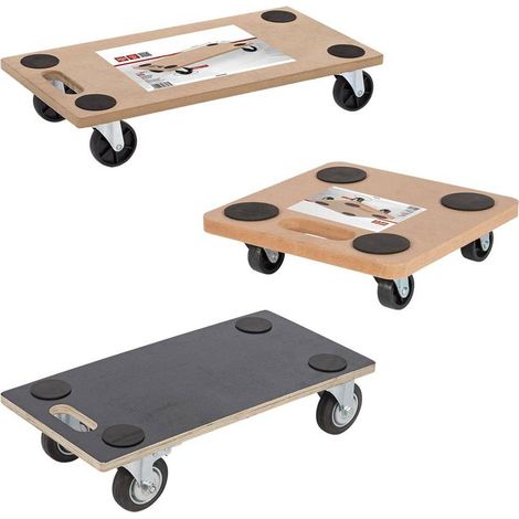 CARRELLO MULTIUSO PEDANA LEGNO cm 29 x 58 - ruote Ø 95 mm / portata 400 kg