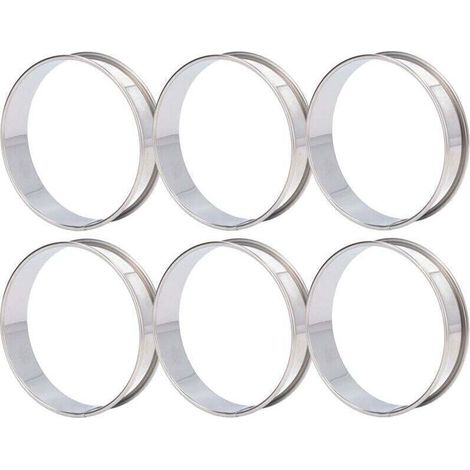 Lot de 6 anneaux à crumpet double volume faciles à démouler en acier inoxydable pour muffins anglais pour la fabrication de nourriture à la maison 10 cm/3,9 pouces (1/3)