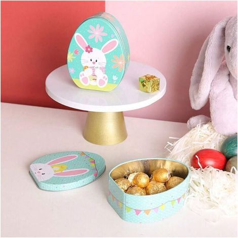 Scatola per dolci pasquali in 2 pezzi, scatola per biscotti a forma di coniglietto, scatola per dolci con coperchio, scatola regalo di Pasqua, scatola per biscotti portatile, scatola per biscotti in l (1/4)