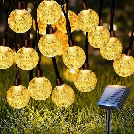 10M Guirlande Solaire Exterieur LED Guirlande Lumineuse Exterieure Solaire IP65 Étanche 8 Modes Lot de 1-10M Blanc Chaud (1/5)