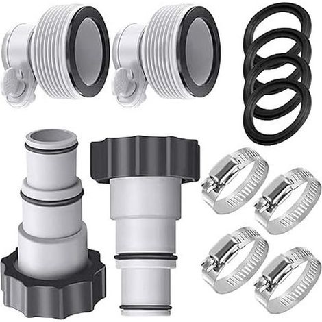 Set of 12 spare connectors for INTEX pool pump - Connectors B and A - Gray - Pool equipment parts with iron rings (1/5)