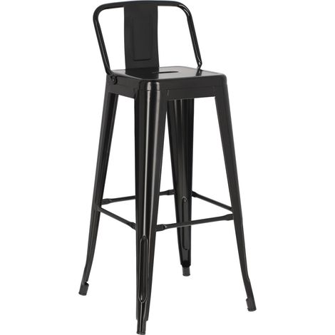 Paris Back Metallhocker 75 cm schwarz, inspiriert von Tolix (1/5)