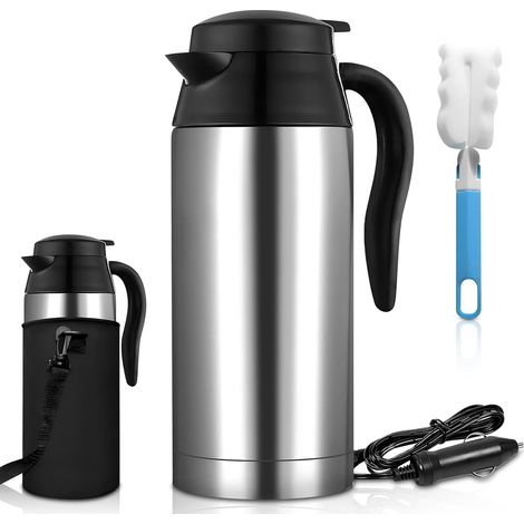 Bouilloire électrique en acier inoxydable Bouilloire Avec allume cigare de voiture 12 V, 750 ml bouilloire, Chauffage Tasse, Chaudron avec arrêt automatique