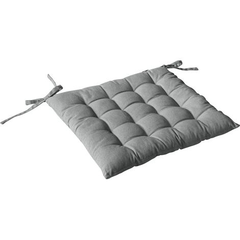Galette de Chaise Piquée Uni "Panama" 38x38cm Gris Clair
