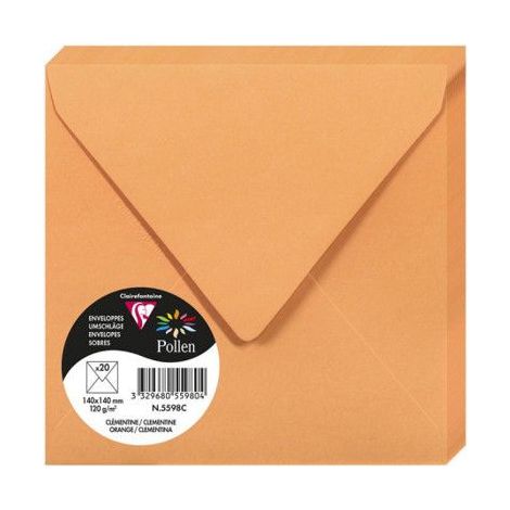 Enveloppe - CLAIREFONTAINE - Pollen 140x140 - Orange - 120g - Lot de 20 (1/2)